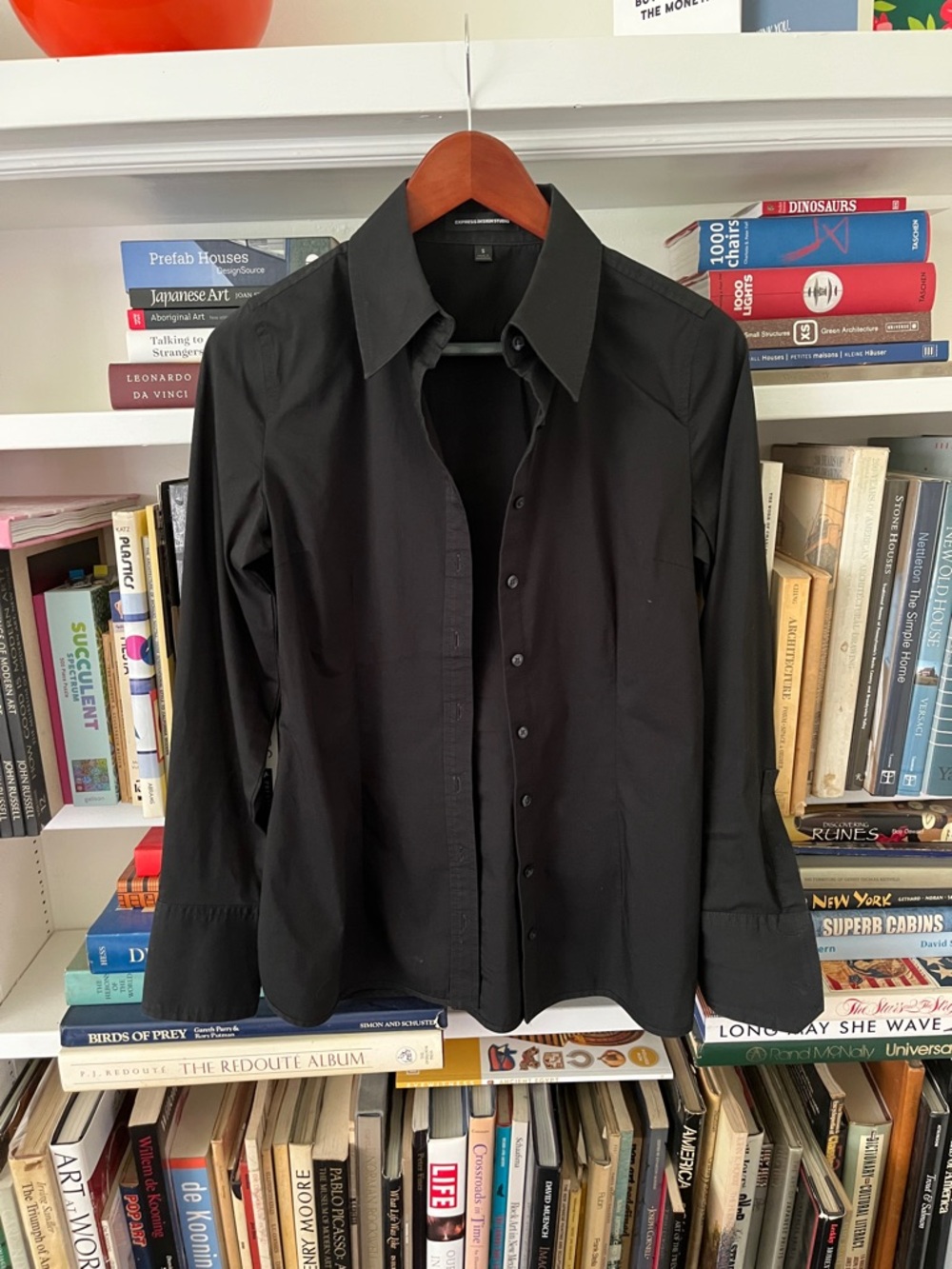 Express Women’s Black Button-Up Dress Shirt - Solid Black